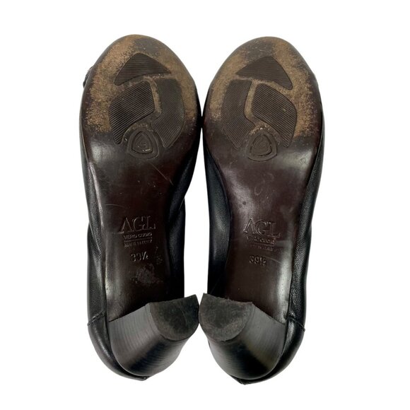 Attilio Giusti Leombruni AGL Black Leather Cap Toe Heels Womens 39 1/2 (9.5) - Picture 10 of 12